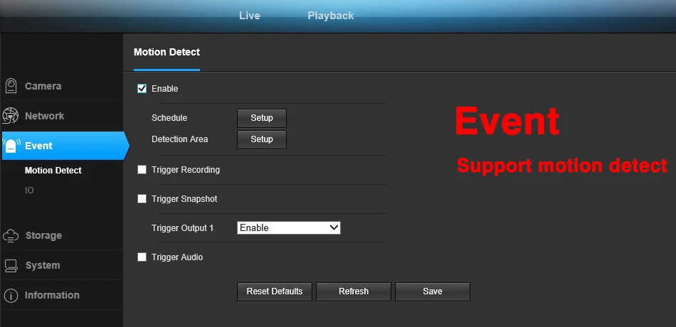 Liikumistuvastuse seaded