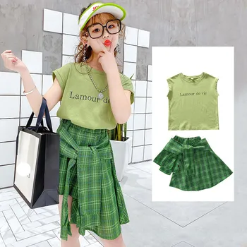 Cool Style Teenage Girls Clothing Set For Summer 2020 New Kids Sleeveless T-shirt And Plaid Skirt 2 Pieces Teenagers Clothes Set 
Cool Style Teenage Girls Clothing Set For Summer 2020 New Kids Sleeveless T-shirt And Plaid Skirt 2 Pieces Teenagers Clothes Set