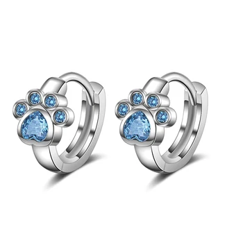 Girl's Cute Cat Claw Footprint Hoop Earrings For Women Light Blue Crystal Stone Small Huggies Earring Lovely Ear Jewelry
Girl's Cute Cat Claw Footprint Hoop Earrings For Women Light Blue Crystal Stone Small Huggies Earring Lovely Ear Jewelry