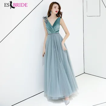 Evening Dresses Long Elegant A Line V Neck Wedding Party Prom Gown Dusty Blue Tulle Formal Dress Vestidos De Festa ES3056-1
Evening Dresses Long Elegant A Line V Neck Wedding Party Prom Gown Dusty Blue Tulle Formal Dress Vestidos De Festa ES3056-1