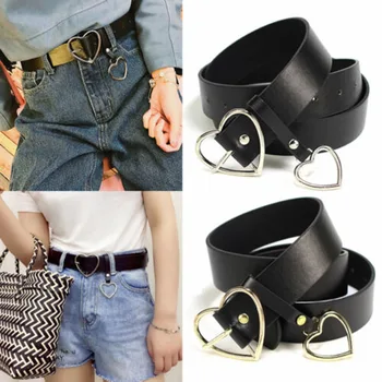 Women‘s Heart Ring Pendant Decorative Belts Black Soft PU Leather Stylish Metal Buckle Waist Belts for Jeans, Pants, Dresses
Women‘s Heart Ring Pendant Decorative Belts Black Soft PU Leather Stylish Metal Buckle Waist Belts for Jeans, Pants, Dresses