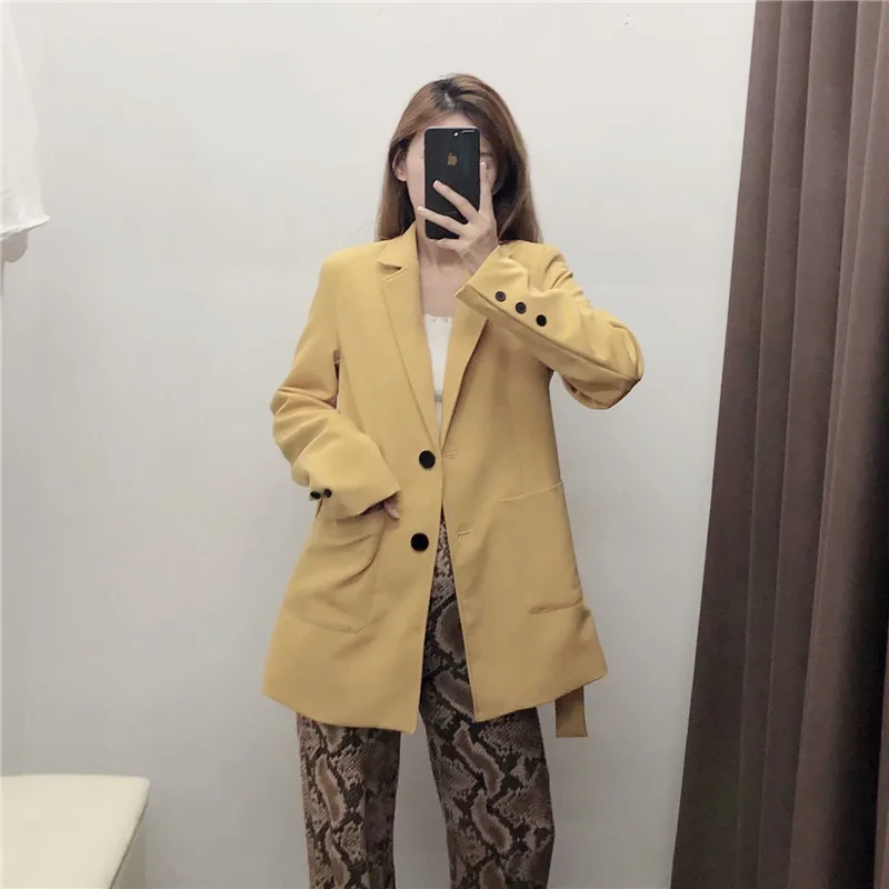 2019 Europe And America Autumn New Style Casual Two-Button Hipster Mid-length of Belt Suit Jacket Women's
2019 Europe And America Autumn New Style Casual Two-Button Hipster Mid-length of Belt Suit Jacket Women's