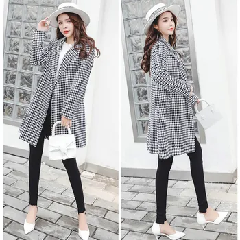 2020 autumn and winter new long section of the thousand bird plaid pop forest wild quilt coat 
2020 autumn and winter new long section of the thousand bird plaid pop forest wild quilt coat