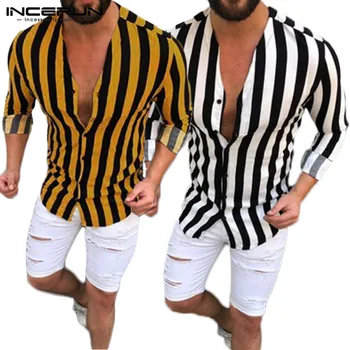 INCERUN Autumn Fashion Men Striped Shirt V Neck Long Sleeve Button Social Shirts Vacation Hawaiian Casual Joker Mens Blouse 2019
INCERUN Autumn Fashion Men Striped Shirt V Neck Long Sleeve Button Social Shirts Vacation Hawaiian Casual Joker Mens Blouse 2019