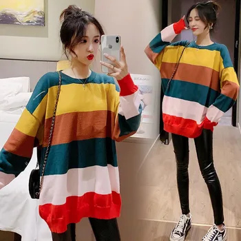 Maternity wear new autumn color strip sweater Korean fashion pregnancy knit top
Maternity wear new autumn color strip sweater Korean fashion pregnancy knit top