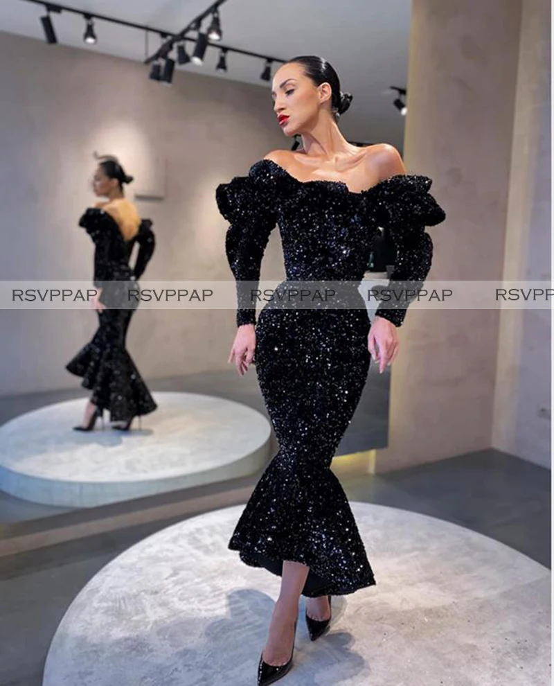 Black Mermaid Long Evening Dresses 2020 Arabia Dubai Style Abendkleide Long Sleeves Glitter Sequin High-Low Women Formal Gowns
Black Mermaid Long Evening Dresses 2020 Arabia Dubai Style Abendkleide Long Sleeves Glitter Sequin High-Low Women Formal Gowns