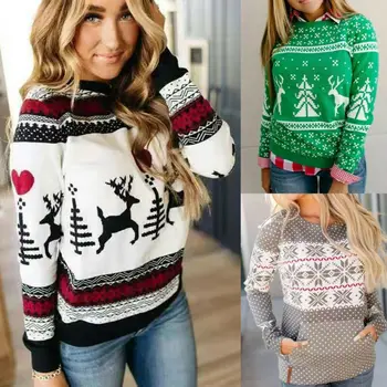 Women Loose Christmas Xmas Knitted Pullover Jumper Sweater Long Sleeve Top Sweater
Women Loose Christmas Xmas Knitted Pullover Jumper Sweater Long Sleeve Top Sweater