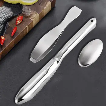 1 Set of 3Pcs Stainless Steel Scale Scraper Seafood Scraping Tools Scale Remover Practical Fish Scraper Kitchen Gadget (Sliver) 
1 Set of 3Pcs Stainless Steel Scale Scraper Seafood Scraping Tools Scale Remover Practical Fish Scraper Kitchen Gadget (Sliver)