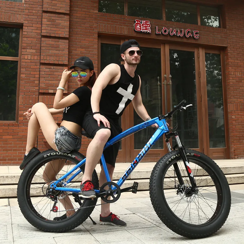 Snowmobile 4.0 plus wide tire shock absorption mountain bike 26 inch double disc brake beach road vehicle