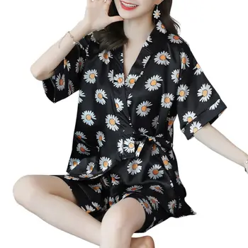 New Pajamas Suit Summer Simulation Silk Shorts Set Short Sleeve Pajamas Female Simple Loose Large Size Casual Home Service
New Pajamas Suit Summer Simulation Silk Shorts Set Short Sleeve Pajamas Female Simple Loose Large Size Casual Home Service