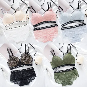 Letter Straps Lace Bras For Women Push Up Thicken 3/4 Cup Bralette Adjustment Gathered Underwear Set *
Letter Straps Lace Bras For Women Push Up Thicken 3/4 Cup Bralette Adjustment Gathered Underwear Set *