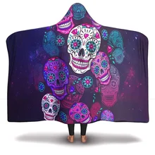 

Hooded Blanket, Purple Sugar Skull, Day of the Dead, Mexican Flower, Dia De Los Muertos, Calavera Catrina, Goth Boho Hippie,
