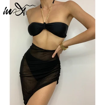 In-X Metal women 3 piece swimsuit female High waist mesh bikini 2020 Sexy transparent bandeau swimsuit women swimwear swim suit
In-X Metal women 3 piece swimsuit female High waist mesh bikini 2020 Sexy transparent bandeau swimsuit women swimwear swim suit