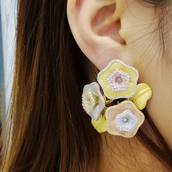 Women Wedding Flower Stud Earrings Adjustable Ring Jewelry Sets Cubic Zironia Inlaid Indian Wedding Jewelry Sets For Engagement 
Women Wedding Flower Stud Earrings Adjustable Ring Jewelry Sets Cubic Zironia Inlaid Indian Wedding Jewelry Sets For Engagement