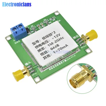 0.1-2GHz 64dB Gain RF Broadband Amplifier Board Low Noise Amplifier LNA Module Low Noice 12V DC 
0.1-2GHz 64dB Gain RF Broadband Amplifier Board Low Noise Amplifier LNA Module Low Noice 12V DC