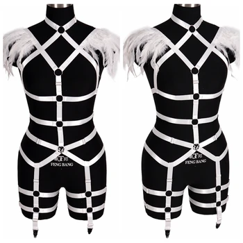 White Feather Harness Lingerie Garter Full Body Cage Waist Stockings Suspender Burning Women Art Show Elastic Close Belt Top Bra
White Feather Harness Lingerie Garter Full Body Cage Waist Stockings Suspender Burning Women Art Show Elastic Close Belt Top Bra