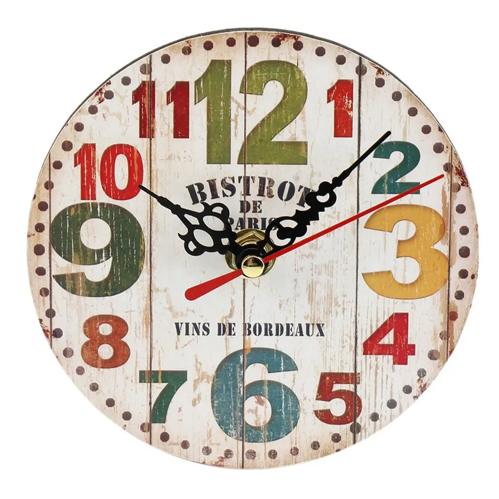 Practical Artistic Creative European Style Round Colorful Rustic Decorative Antique Wooden Home Wall Clock | Дом и сад