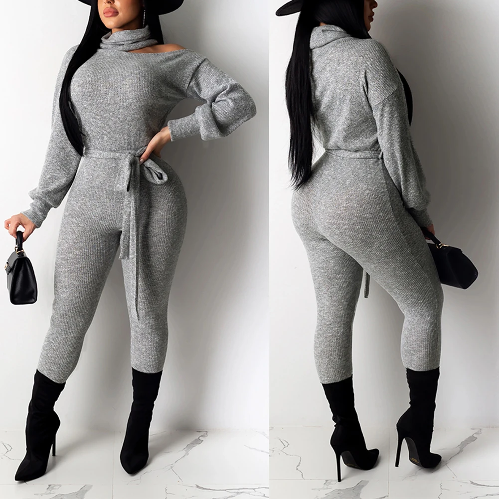Women Fashion Solid Color Romper Turtleneck Tie-Waist Long Jumpsuit Sexy Off-Shoulder Turtleneck Long Sleeve Slim Clothes
Women Fashion Solid Color Romper Turtleneck Tie-Waist Long Jumpsuit Sexy Off-Shoulder Turtleneck Long Sleeve Slim Clothes