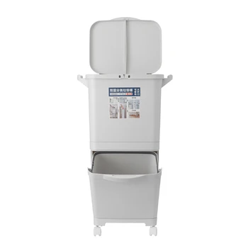 2 Layer Classification Trash Can Kitchen Plastic Dustbin Wet and Dry Push Button Recycle Stacked Sorting Rubbish Bin With Wheel
2 Layer Classification Trash Can Kitchen Plastic Dustbin Wet and Dry Push Button Recycle Stacked Sorting Rubbish Bin With Wheel