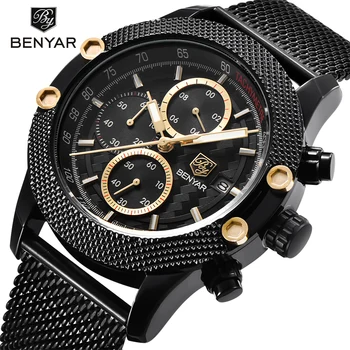 2020 BENYAR New Sport Chronograph Fashion Leisure Watches Men Mesh & Rubber Band Waterproof Luxury Brand Quartz Watch Gold Saat
2020 BENYAR New Sport Chronograph Fashion Leisure Watches Men Mesh & Rubber Band Waterproof Luxury Brand Quartz Watch Gold Saat