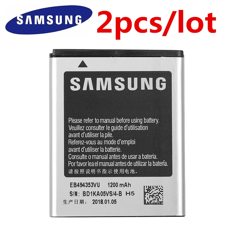 2pcs/lot Original Samsung Battery For SAMSUNG S5330 GT-S5570 i559 S5570 S5232 C6712 S5750 Genuine EB494353VU 1200mAh | Мобильные
