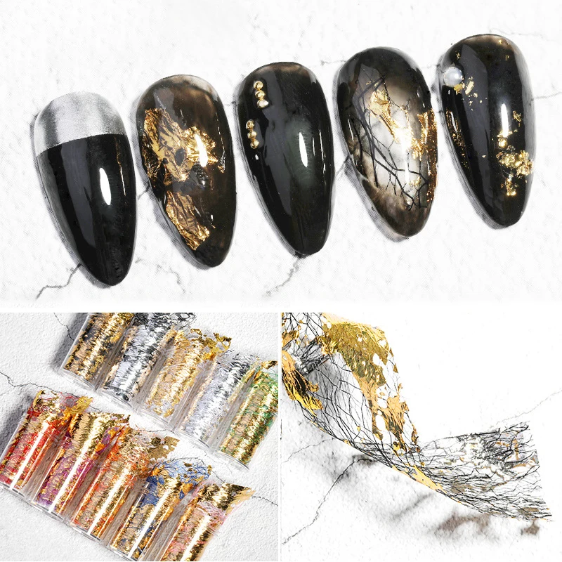 10 types Gold Silver Nail Art Foil Paper Irregular Aluminum Nail Sticker Manicure Glitter Gel Polish DIY Design Nail Decoration 
10 types Gold Silver Nail Art Foil Paper Irregular Aluminum Nail Sticker Manicure Glitter Gel Polish DIY Design Nail Decoration