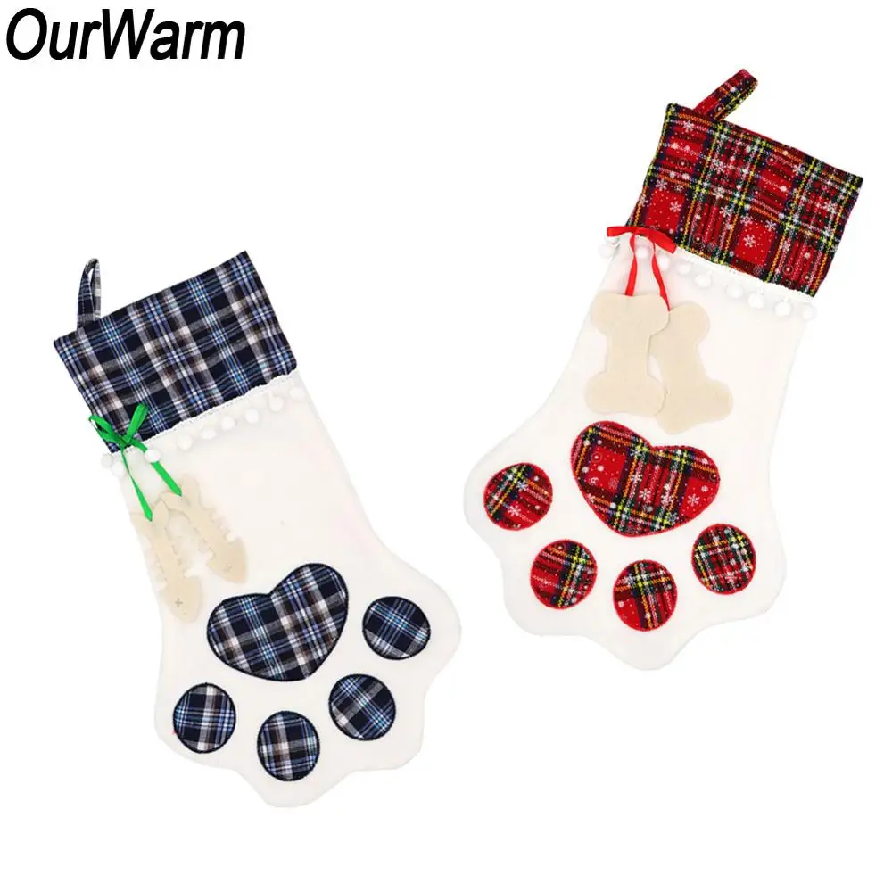 OurWarm Рождественский подарок носки мешок конфет собака лапа Русалка снеговик