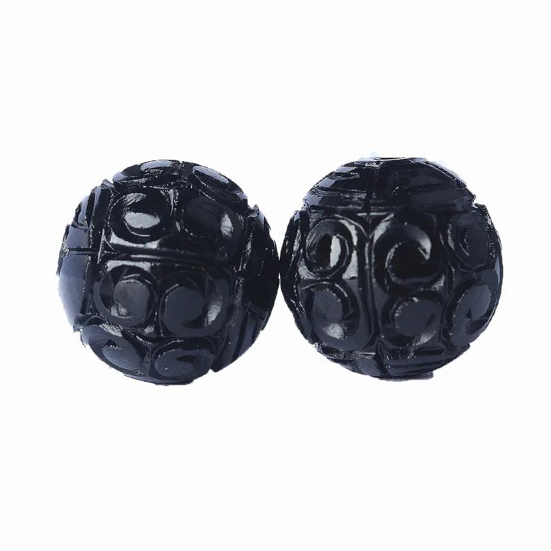 

loose black tourmaline beads round 8-18mm for DIY jewelry making FPPJ wholesale nature gemstone