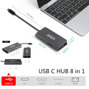 Vmade USB 3.0 HUB Type-C Cable USB-C To HDMI Card Reader RJ45 PD Adapter For Apple Macbook Pro Samsung Galaxy S9 Huawei P20 HUB
Vmade USB 3.0 HUB Type-C Cable USB-C To HDMI Card Reader RJ45 PD Adapter For Apple Macbook Pro Samsung Galaxy S9 Huawei P20 HUB