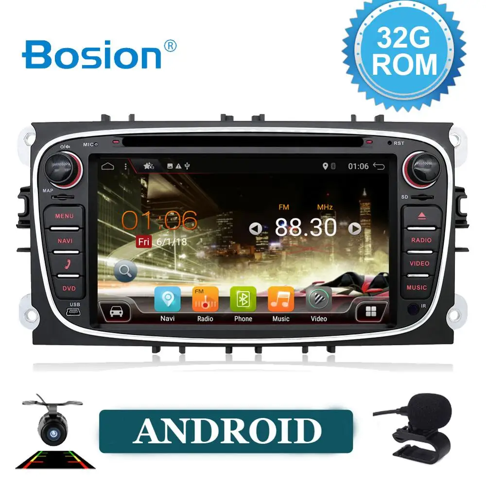 Android 10 четырехъядерный 2 din автомобильный DVD плеер для Ford Focus Mondeo Galaxy подключение S