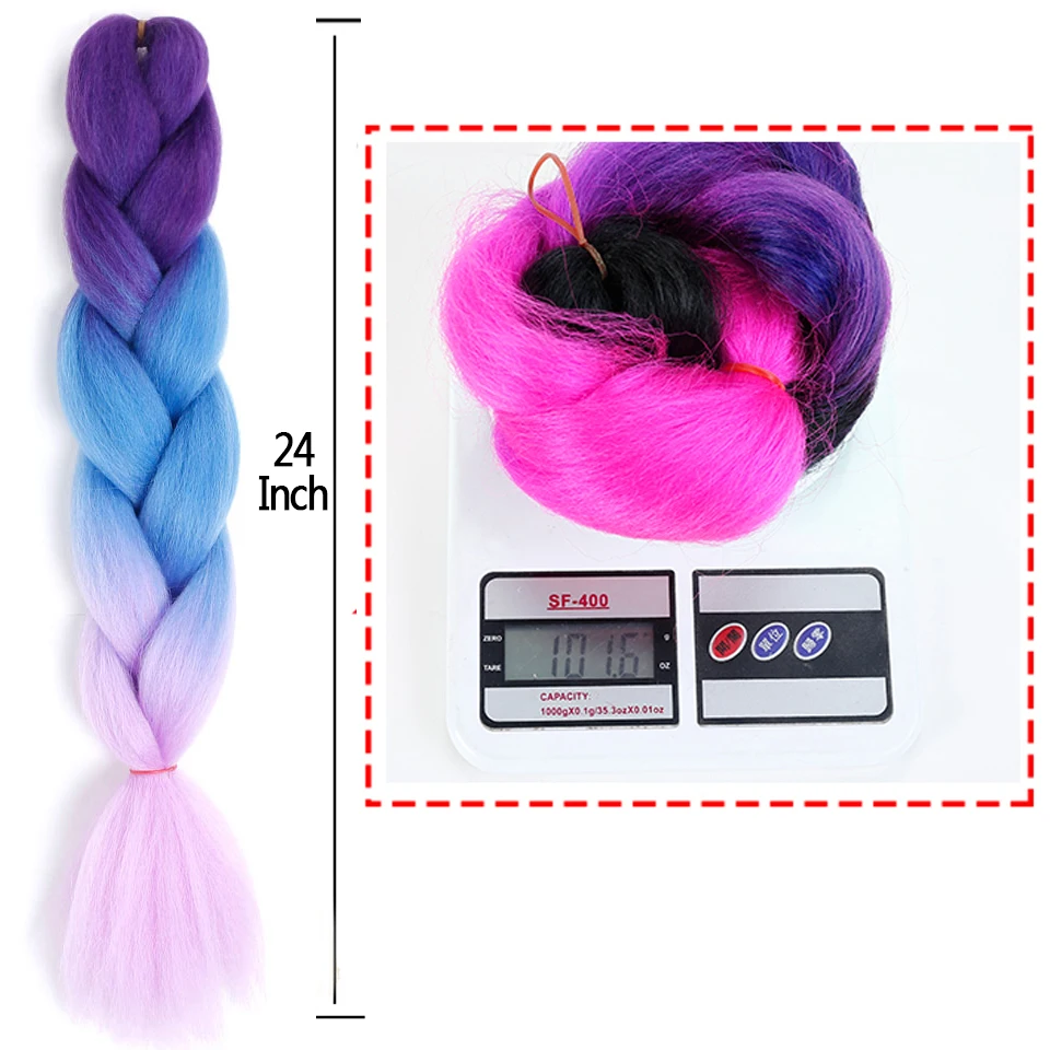 LISI волосы Омбре Джамбо синтетические плетеные крючком прическа блонд розовый