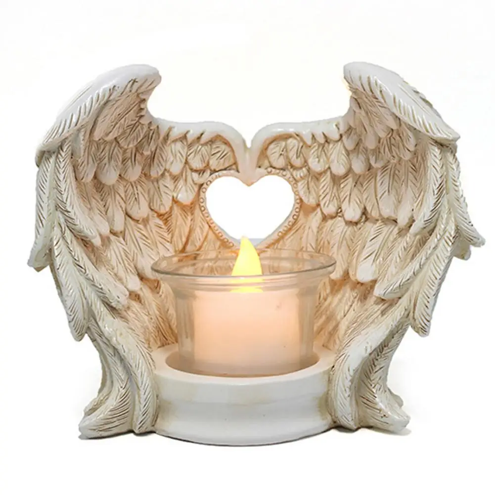 

Guardian Wings Candle Holder Vintage Tea Light Candle Holders Resin Angel Figurine Home Christmas Church Angel Sculpture Statue
