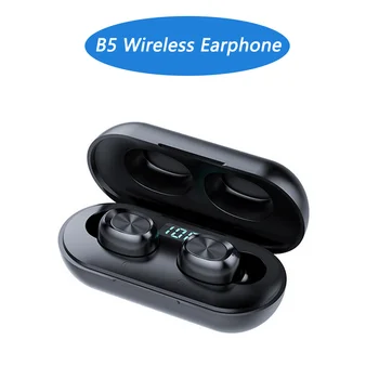 

B5 TWS Bluetooth Wireless Earphone 5.0 Touch Control Earbuds Waterproof 9D Stereo Music In Ear Headset with 300mAh Power Bank
