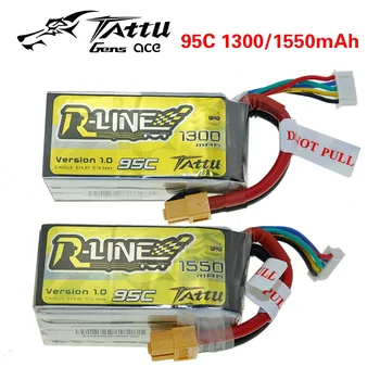 Ace Tattu R-Line 1.0 LiPo Rechargeable Battery 1300mAh 1550mAh 95C 14.8V 22.2V 4S 6S for RC FPV Racing Drone Quadcopter
Ace Tattu R-Line 1.0 LiPo Rechargeable Battery 1300mAh 1550mAh 95C 14.8V 22.2V 4S 6S for RC FPV Racing Drone Quadcopter
