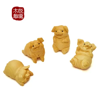 4 pieces/lot wood carving pig wood crafts gift Home desktop decoration, office Feng Shui ornaments (A995) 
4 pieces/lot wood carving pig wood crafts gift Home desktop decoration, office Feng Shui ornaments (A995)