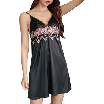Women Silk Satin Nightwear Sexy Lace Lingerie Sleeveless Camisola Sleepwear Baby Doll Backless Night Dress Sexy Nightgowns New 
Women Silk Satin Nightwear Sexy Lace Lingerie Sleeveless Camisola Sleepwear Baby Doll Backless Night Dress Sexy Nightgowns New
