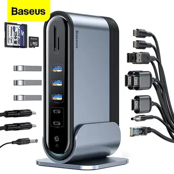 Baseus USB C HUB Type C to HDMI RJ45 VGA SD/TF Reader USB 3.0 PD Power Adapter 17 in 1 Docking Station For Macbook pro USB-C Hab
Baseus USB C HUB Type C to HDMI RJ45 VGA SD/TF Reader USB 3.0 PD Power Adapter 17 in 1 Docking Station For Macbook pro USB-C Hab
