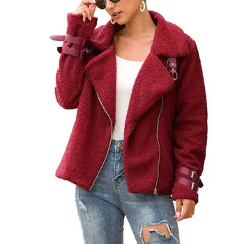 Women Fashion Autumn And Winter Motorcycle Jacket Fur Plush Coat Lapel Long Sleeve Solid Color New Arrival 
Women Fashion Autumn And Winter Motorcycle Jacket Fur Plush Coat Lapel Long Sleeve Solid Color New Arrival