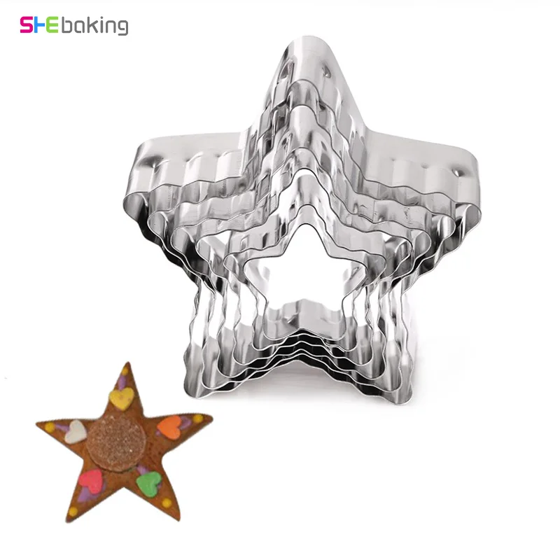 Shebaking 6pcs/set 3d Star Cookie Cutter Stainless Steel Biscuit Fondant Cake Mould Baking For Christmas Cake Fondant Decorating
Shebaking 6pcs/set 3d Star Cookie Cutter Stainless Steel Biscuit Fondant Cake Mould Baking For Christmas Cake Fondant Decorating