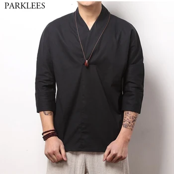 Men's Casual 3/4 Sleeve Solid Gentle Style Natural Linen Popover Shirt Collarless Lightweight Breathable Top Blouse Chemise 4XL
Men's Casual 3/4 Sleeve Solid Gentle Style Natural Linen Popover Shirt Collarless Lightweight Breathable Top Blouse Chemise 4XL