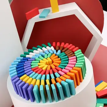 120pcs Domino Set Toys Colored Wooden Building Blocks Educational Intelligence Children Early Learning Domino Blocks Game Toys
120pcs Domino Set Toys Colored Wooden Building Blocks Educational Intelligence Children Early Learning Domino Blocks Game Toys