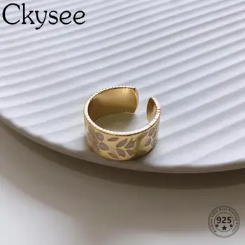 Ckysee 925 Sterling Silver Wide Rings Flower Gold Resin Printing Ring Opened Adjustable Rings For Woman Original Fine Jewelry
Ckysee 925 Sterling Silver Wide Rings Flower Gold Resin Printing Ring Opened Adjustable Rings For Woman Original Fine Jewelry