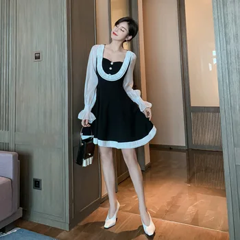 Women Fashion Autumn Dress Vintage French Patchwork Mesh Long Flare Sleeve High Waist Ruched A-Line Dresses
Women Fashion Autumn Dress Vintage French Patchwork Mesh Long Flare Sleeve High Waist Ruched A-Line Dresses