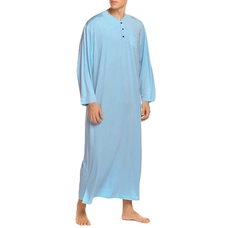 INCERUN Men Robes Pajamas Long Sleeve Leisure Solid Color Homewear Comfortable O Neck Bathrobes Mens Kaftan Dressing Gown 2020 INCERUN Men Robes Pajamas Long Sleeve Leisure Solid Color Homewear Comfortable O Neck Bathrobes Mens Kaftan Dressing Gown 2020