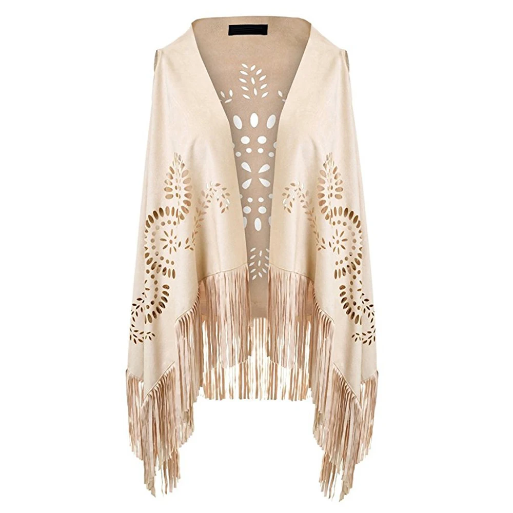 Suedette V-Neck Front-Open Fringe Sleeveless Cardigan Gilet Vest with Punch Hole Patterns for Ladies
Suedette V-Neck Front-Open Fringe Sleeveless Cardigan Gilet Vest with Punch Hole Patterns for Ladies