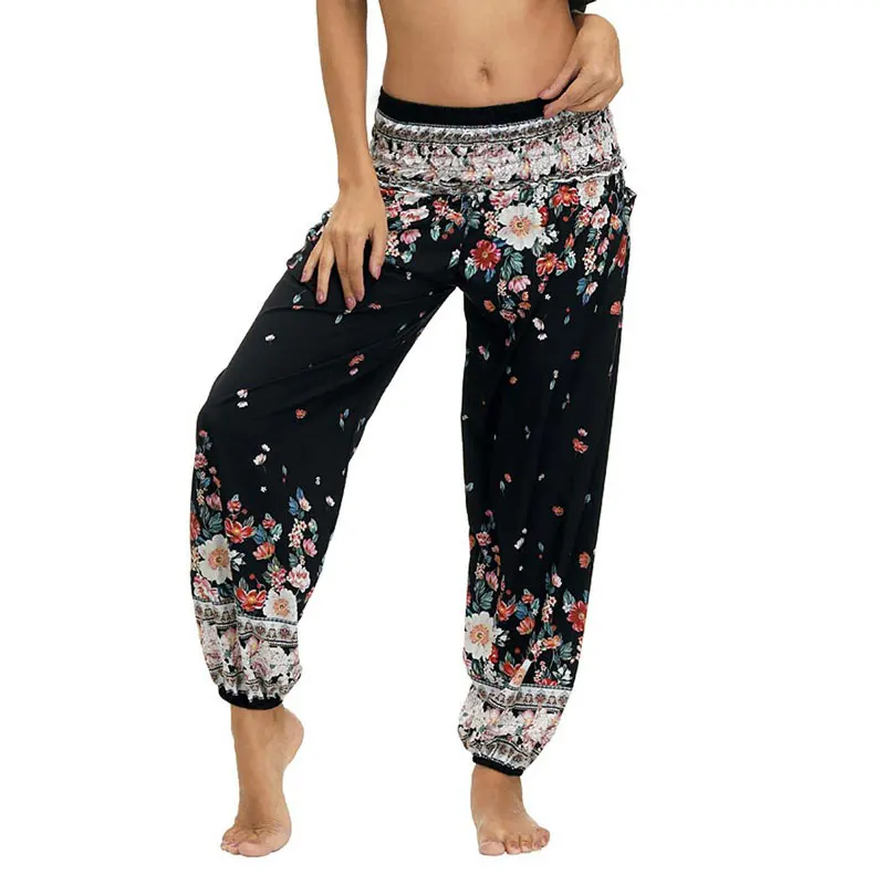 Женские свободные штаны шаровары для йоги Boho богемные спортивные танца живота