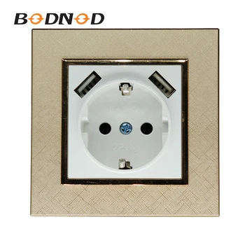 2USB Port 5V 2A Europ Plug Sockets With Ground Frosted Gold Plastic Frame Wall Mount Charger Adapter Docking Receptacle Panel
2USB Port 5V 2A Europ Plug Sockets With Ground Frosted Gold Plastic Frame Wall Mount Charger Adapter Docking Receptacle Panel