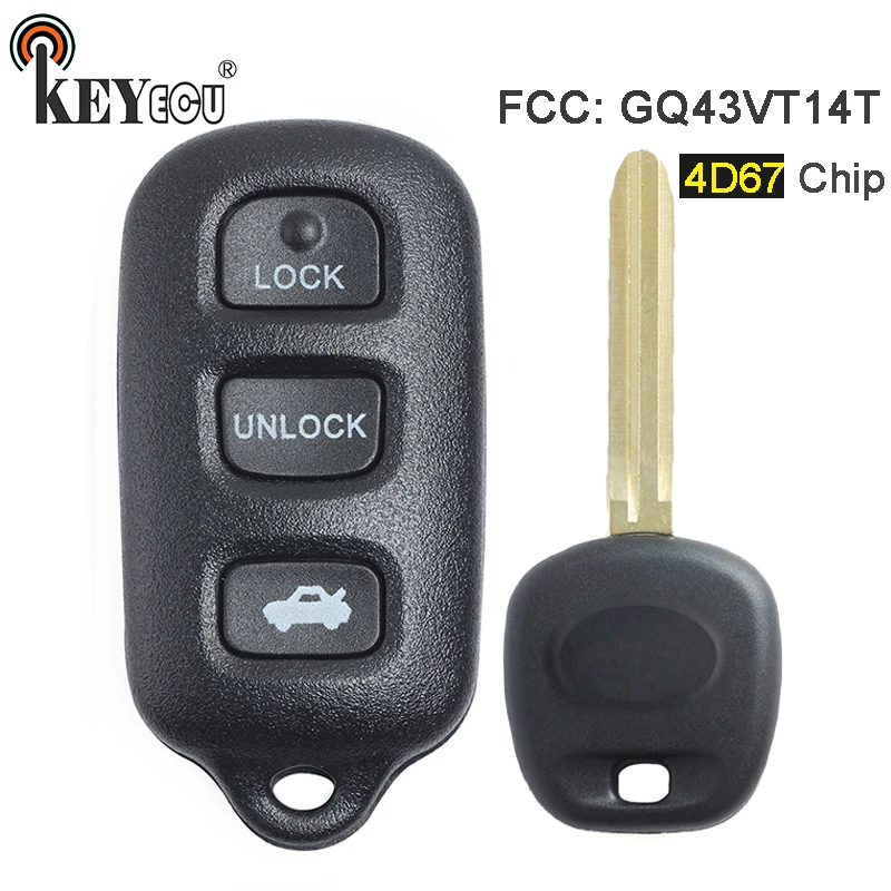 Запасной чип KEYECU 4D67 GQ43VT14T 3 + 1 4 кнопки для Toyota Camry 2003 2004 2005 2006 | Автомобили и