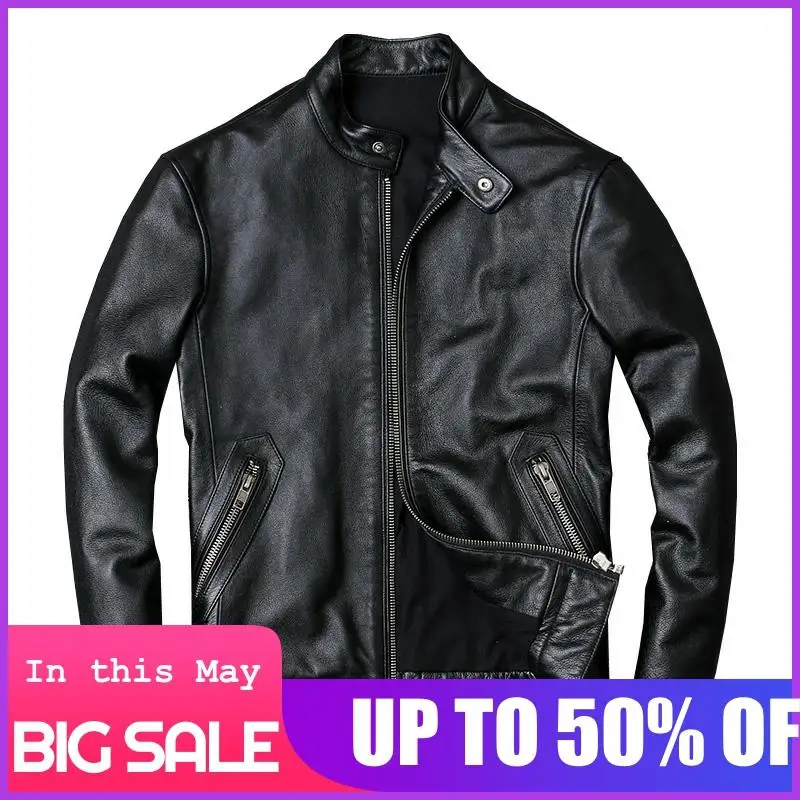 2020 Black Men Slim Fit Motorcycle Leather Jacket Stand Collar Large Size XXXXL Genuine Cowhide Autumn Bikers Leather Coat
2020 Black Men Slim Fit Motorcycle Leather Jacket Stand Collar Large Size XXXXL Genuine Cowhide Autumn Bikers Leather Coat