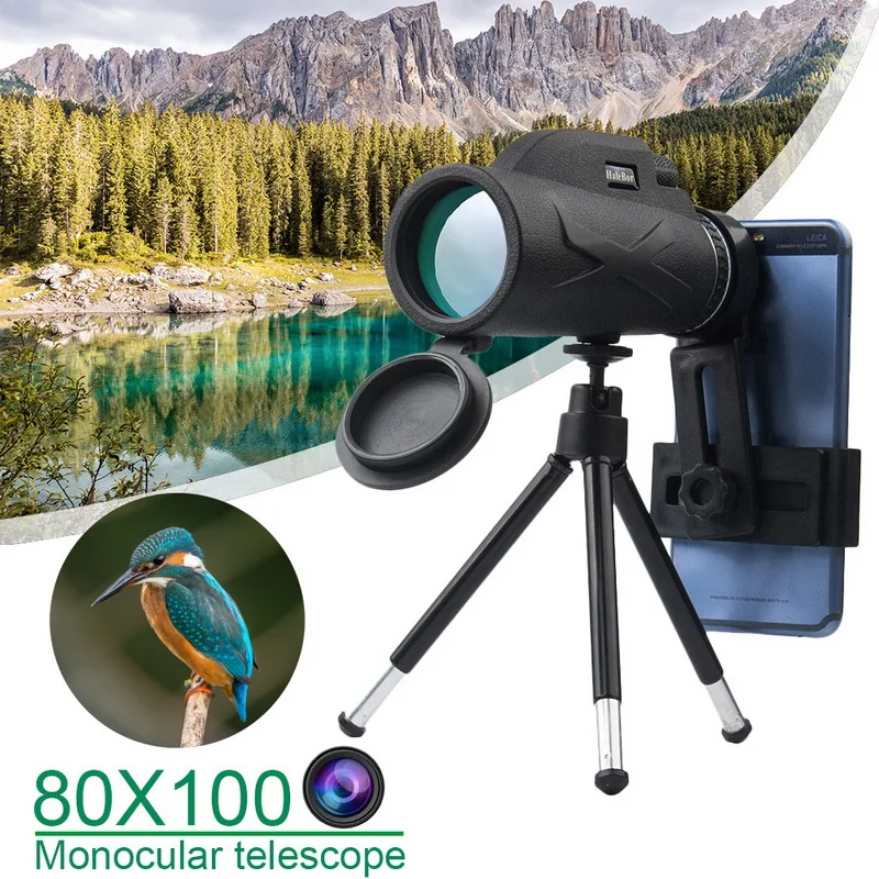80x 100 Magnification Hiking Hunting Lens Monocular Telescope Portable Night Vision HD Binoculars Zoom Camping Waterproof Camera